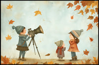 Charming Autumnal Children Illustration Poster for Home Decor