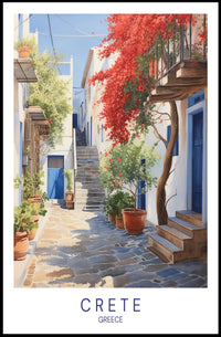 Crete Street Scene: Idyllic and Inviting Travel Poster PosterGoat