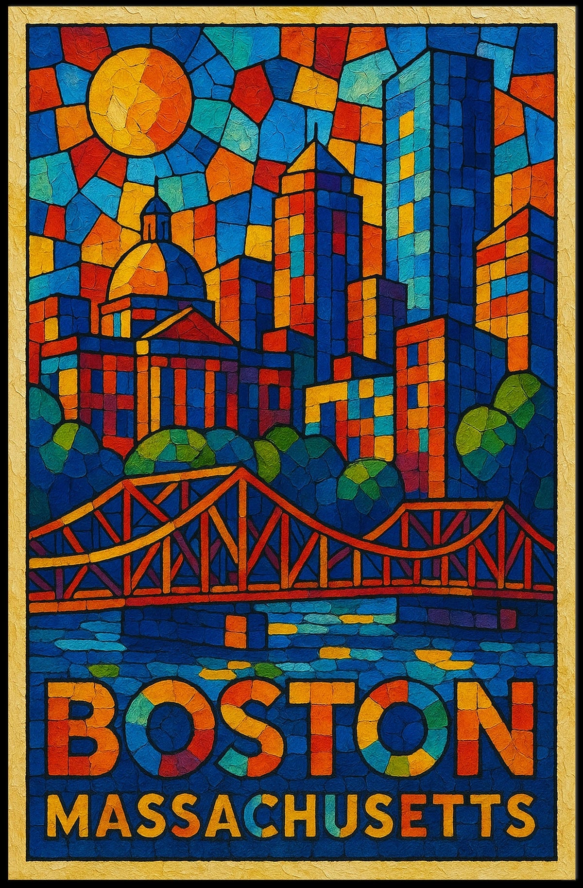 Boston in Vibrant Colors Poster