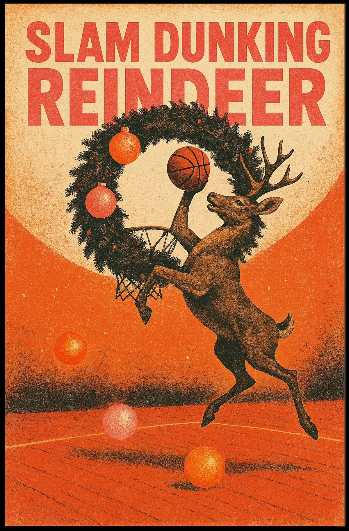 Slam Dunking Reindeer Poster