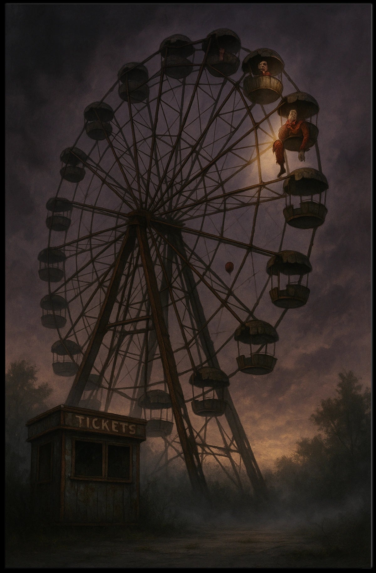 Eerie Ferris Wheel At Dusk Poster