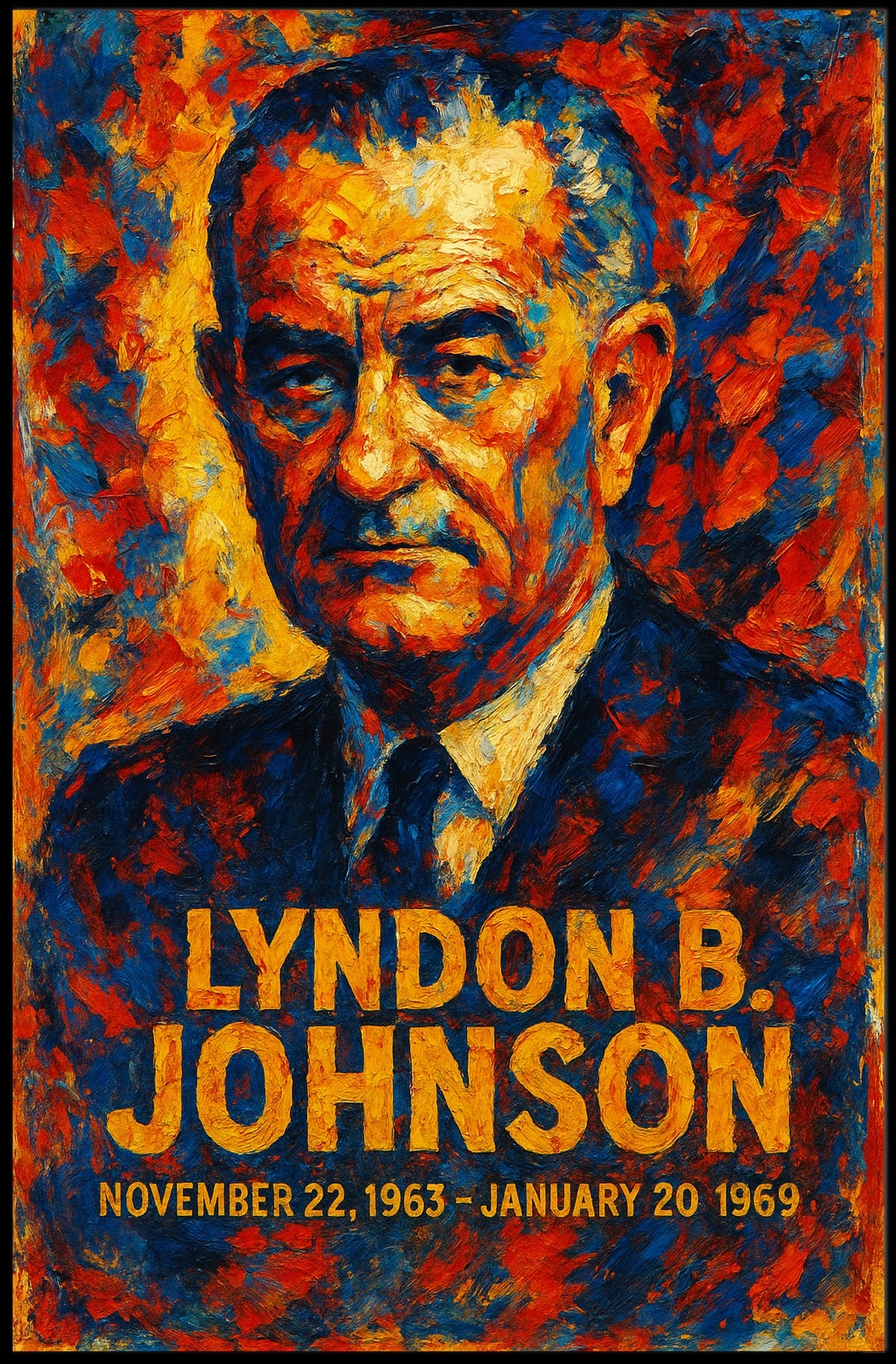 Lyndon B. Johnson 36th President of the United States Glitch Hop Art Poster