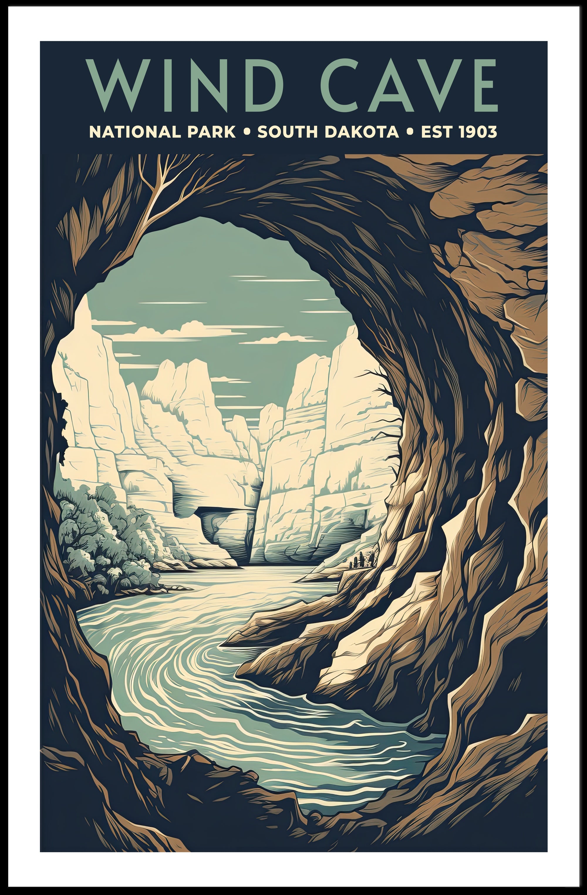 Wind Cave National Park Vintage Poster Print