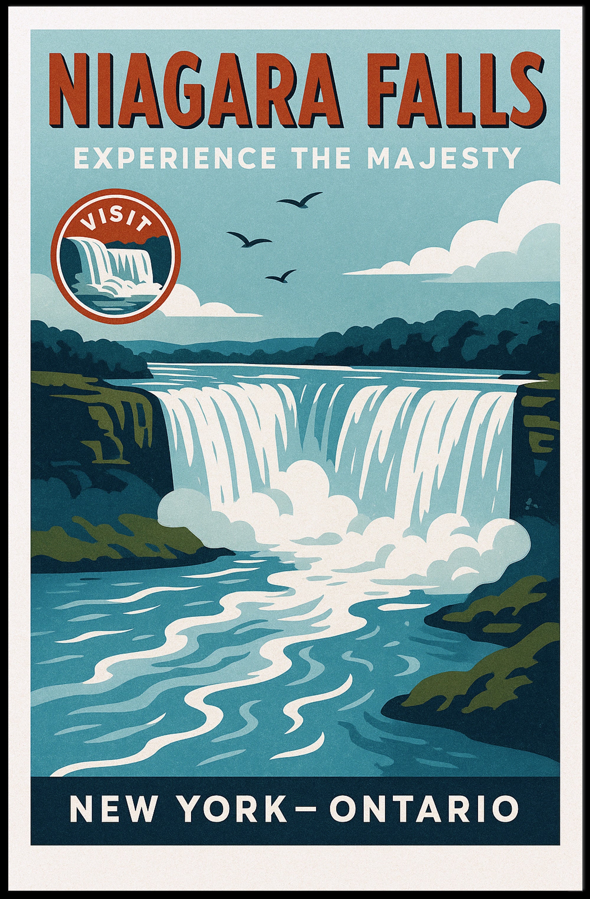 Niagara Falls Experience the Majesty Poster PosterGoat