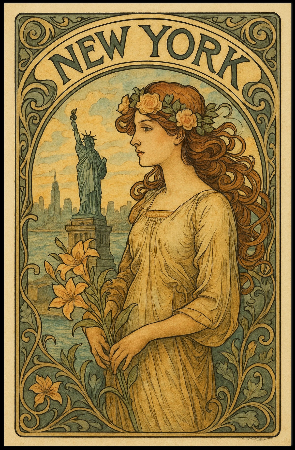 New York Art Nouveau Poster