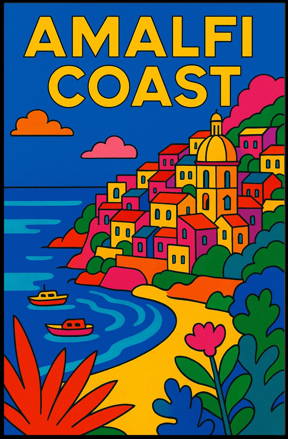 Amalfi Coast Vibrant Escape Poster For Coastal Wall Art