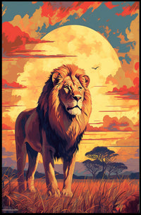 Majestic Lion at Sunset Poster