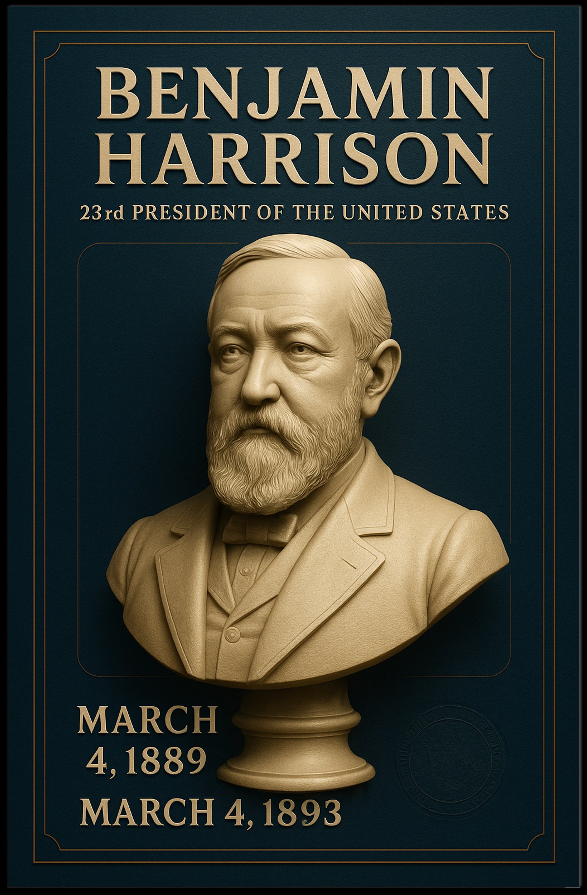 Benjamin Harrison Bust Historical or Presidential Poster PosterGoat