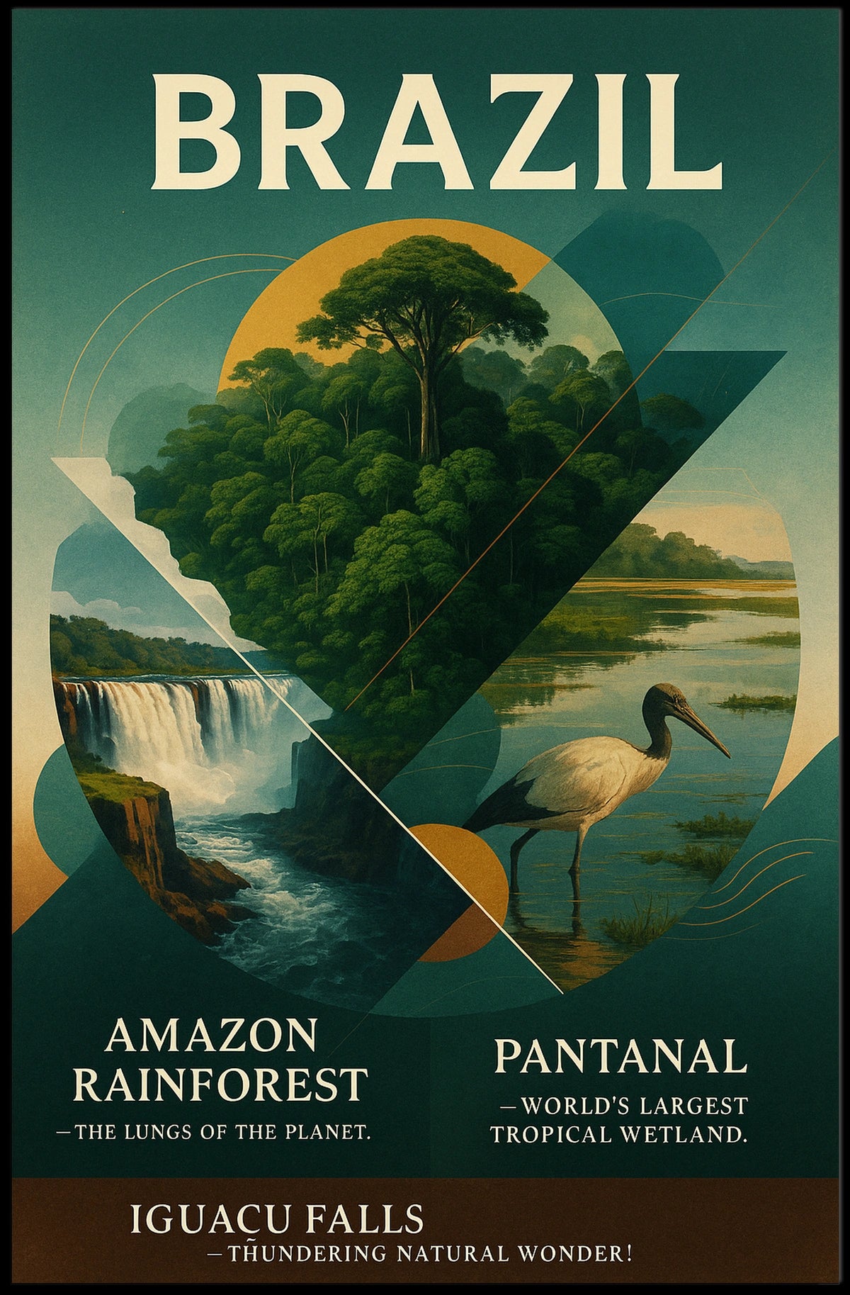 Brazil's Iconic Landscapes Vintage Art Poster