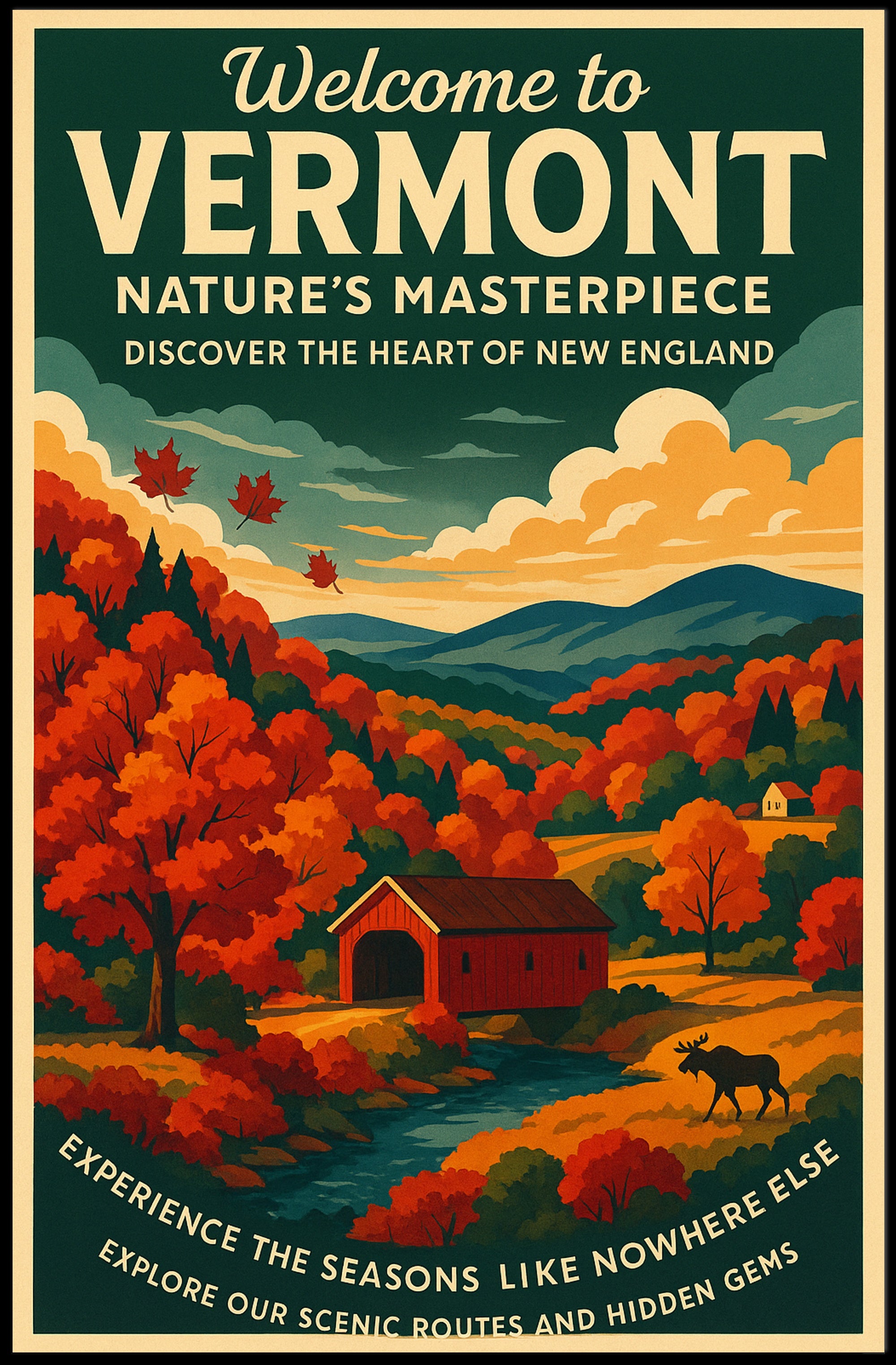 Vermont Scenic Nature Poster Wall Art Print