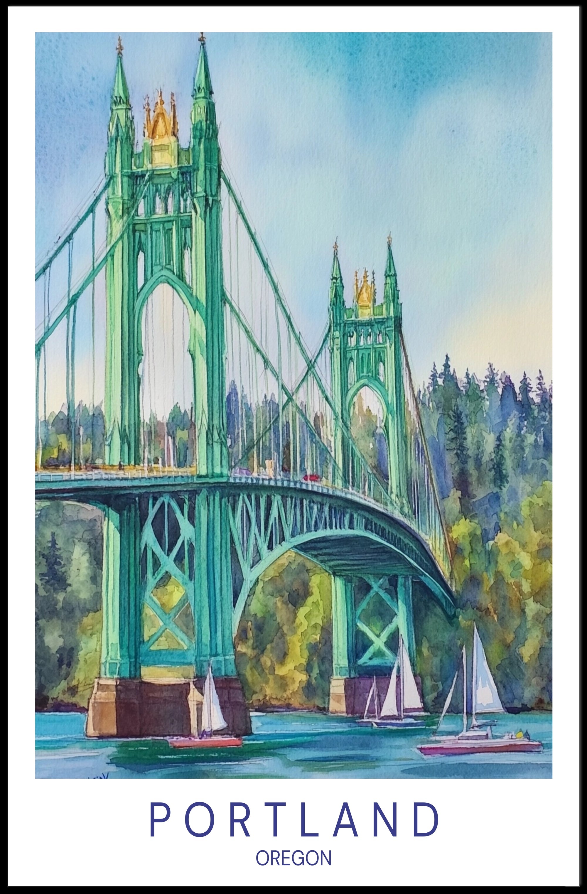St. Johns Bridge in Portland Poster PosterGoat