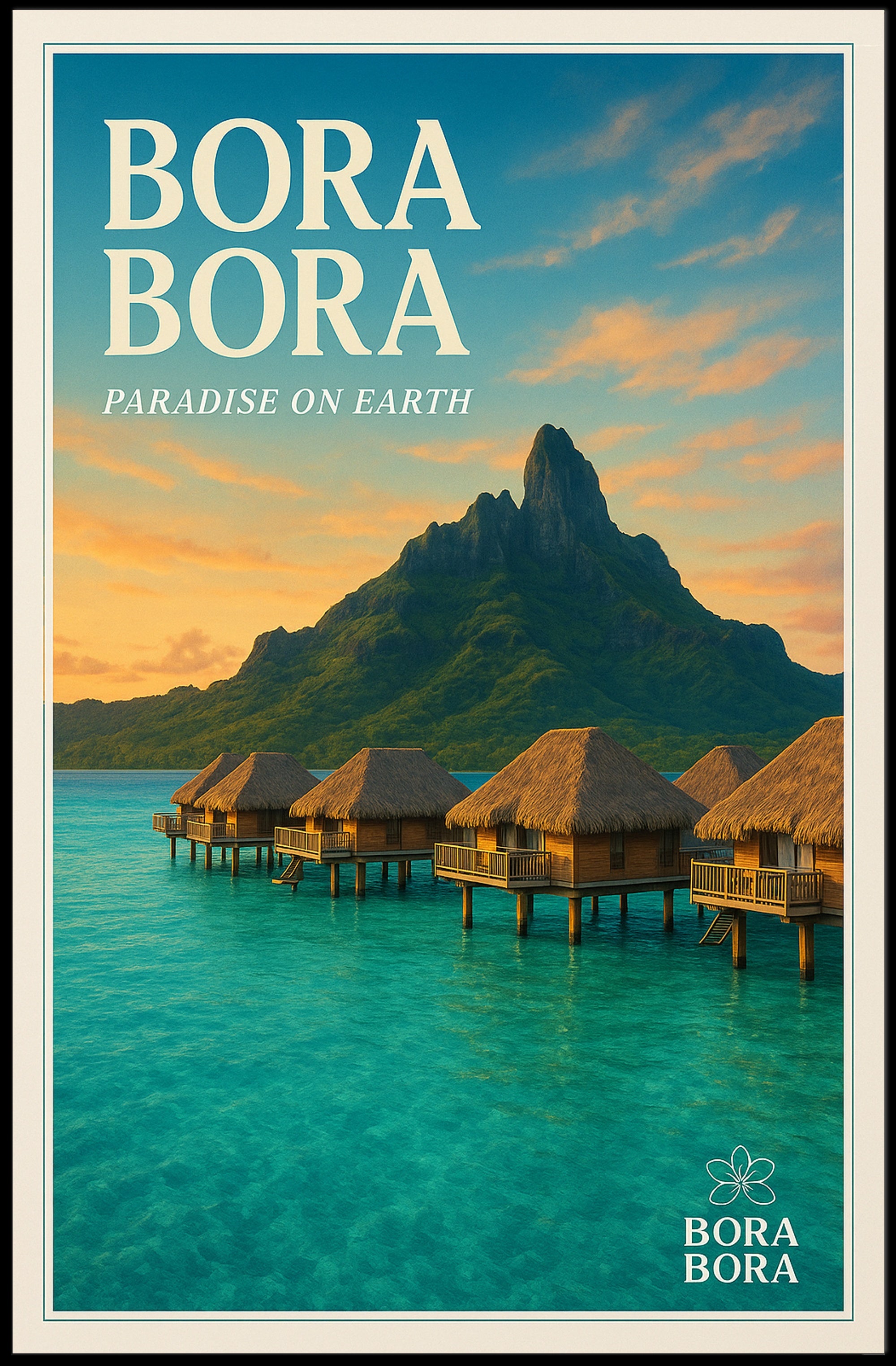 Bora Bora Overwater Bungalows Travel Poster PosterGoat