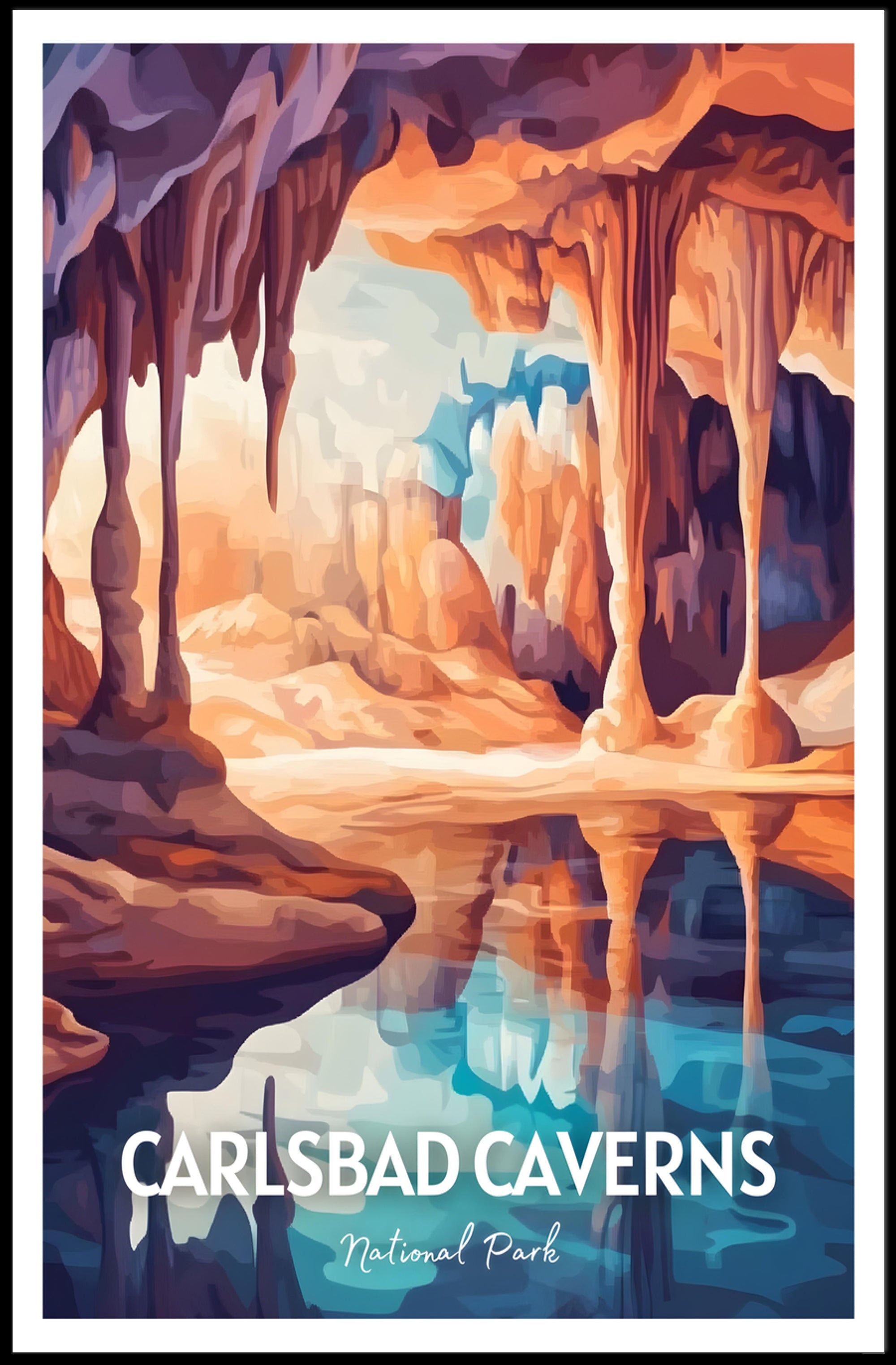 Carlsbad Caverns Travel Poster Vintage Wall Art