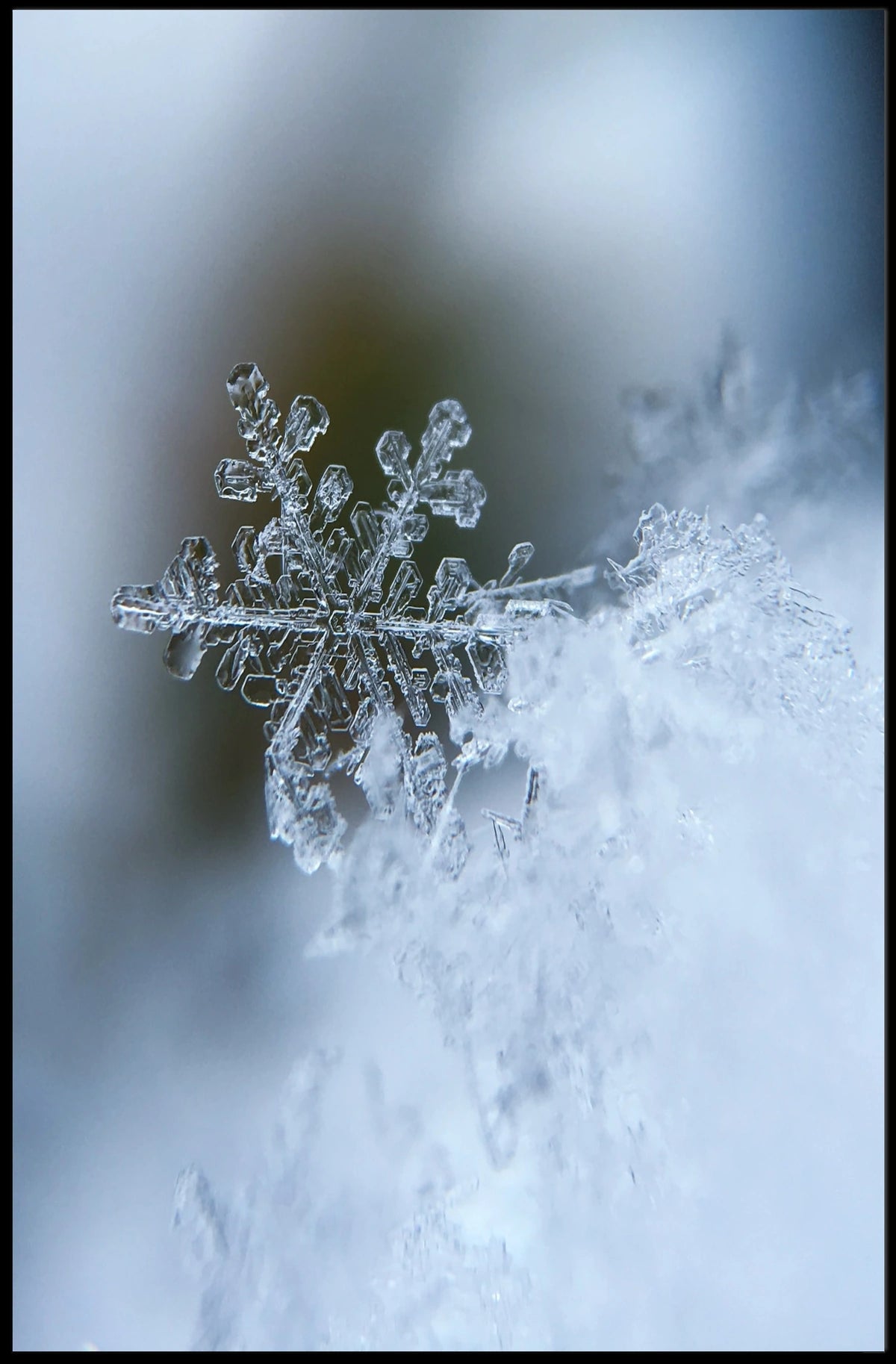 Intricate Snowflake Winter Scene Photorealistic Artistic Poster