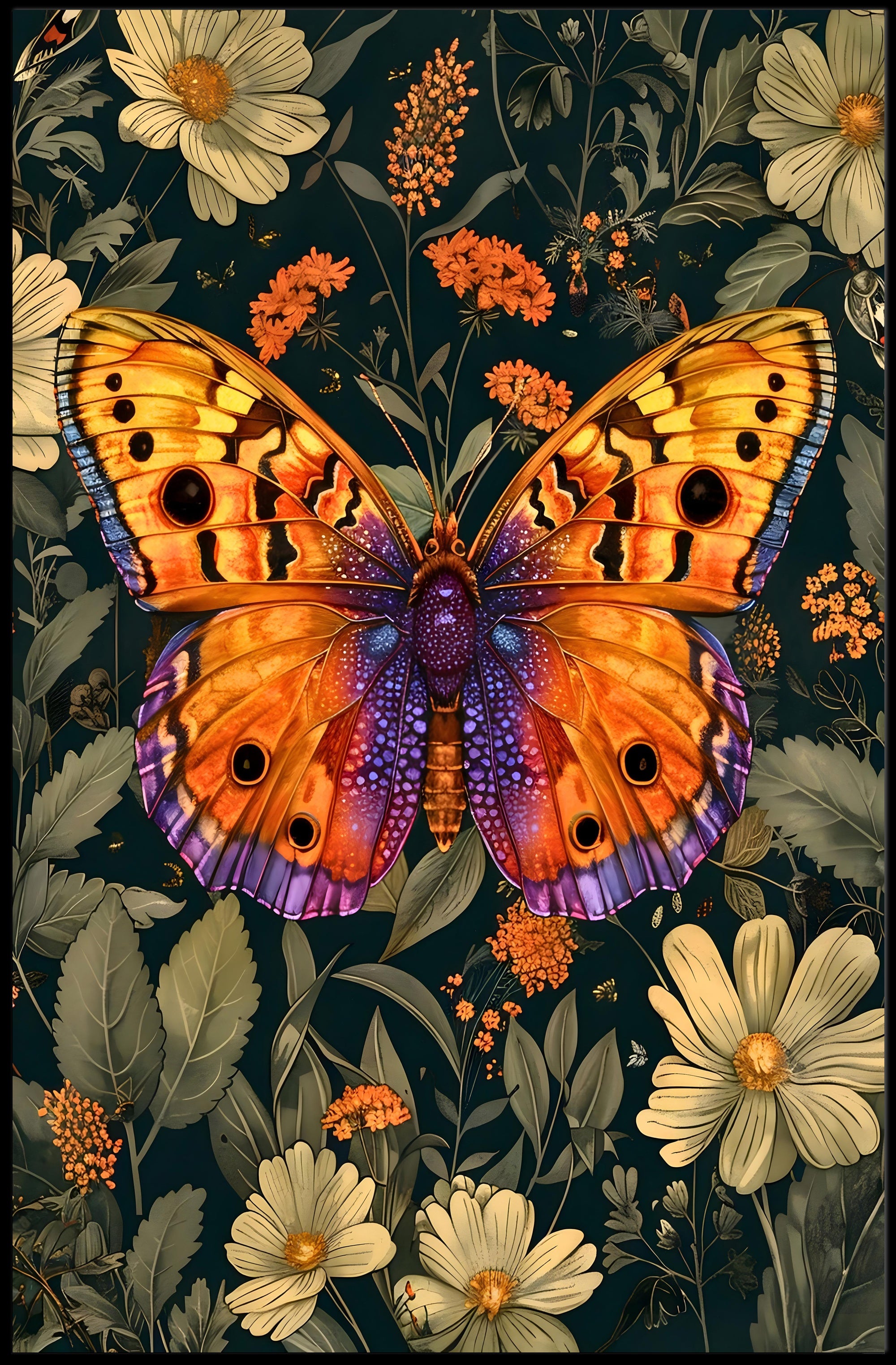 Vibrant Butterfly Garden Art: Abstract or Artistic Poster