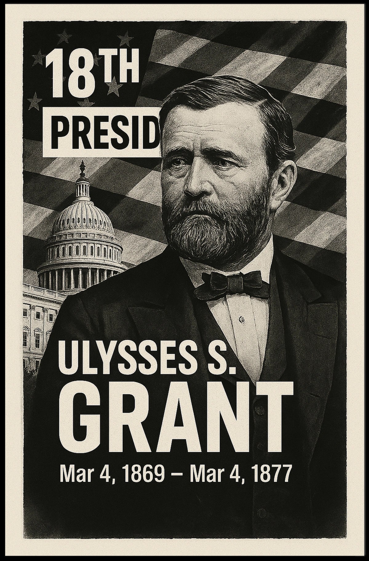 Ulysses S. Grant 18th President of the United States Digital Montaje Poster