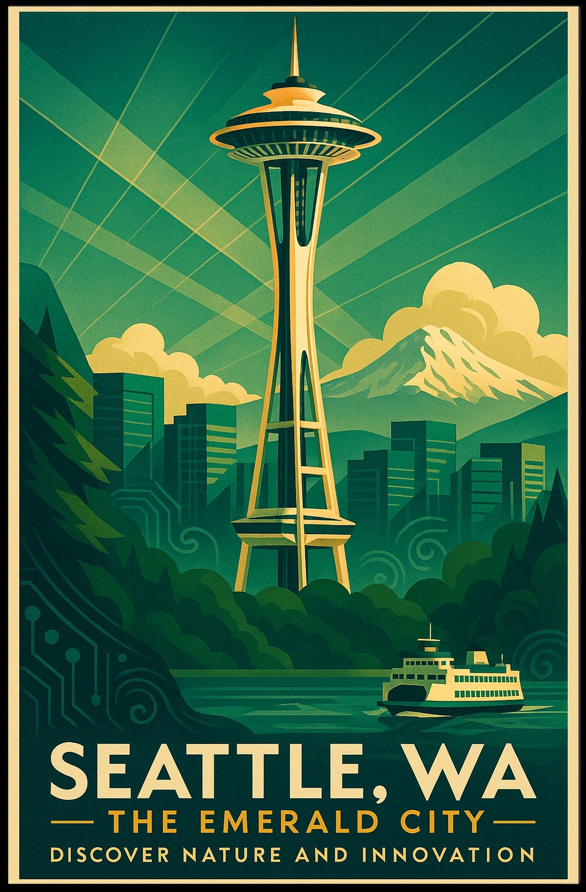 Seattle, WA The Emerald City Poster