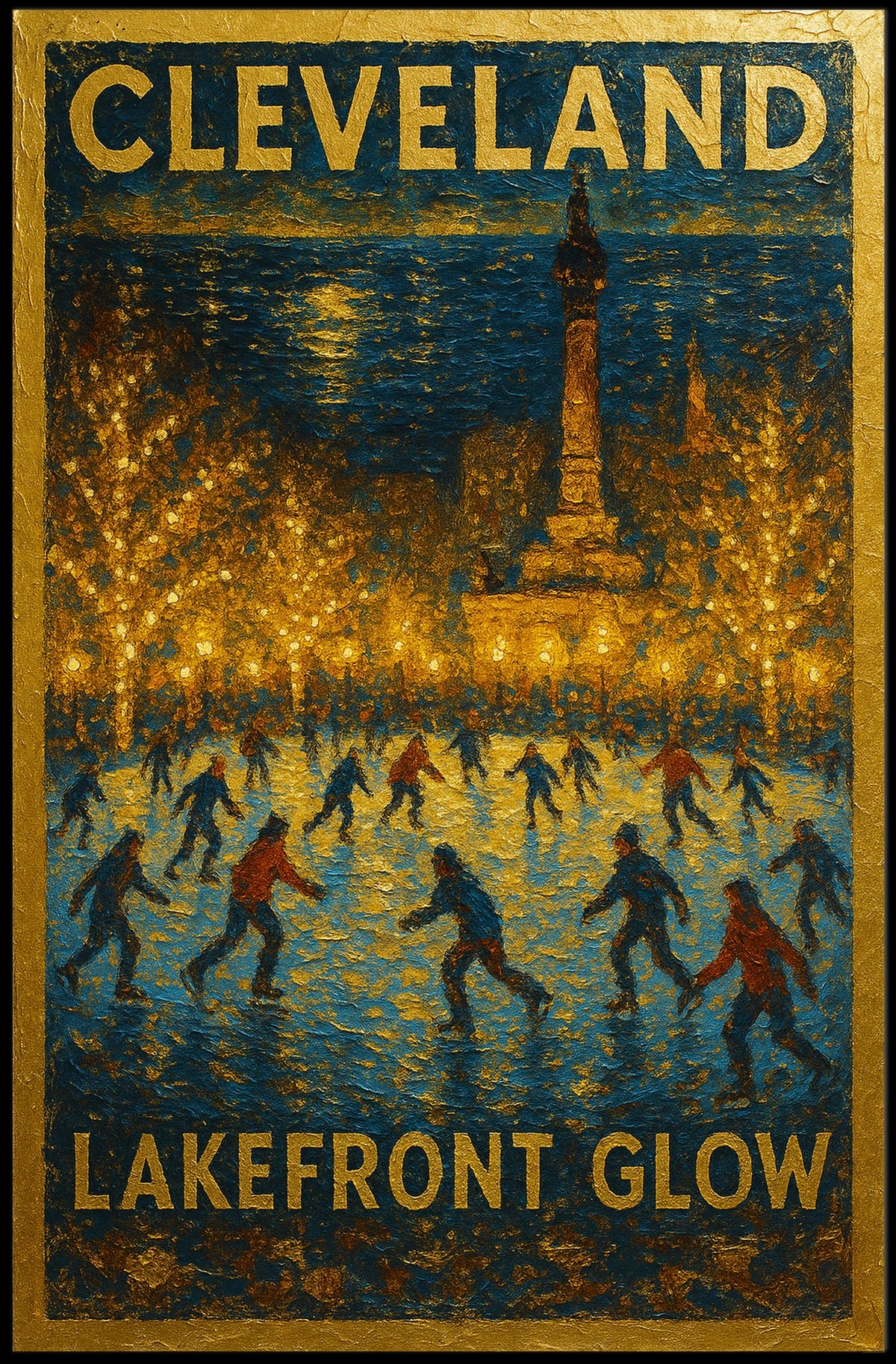 Cleveland Lakefront Glow Poster