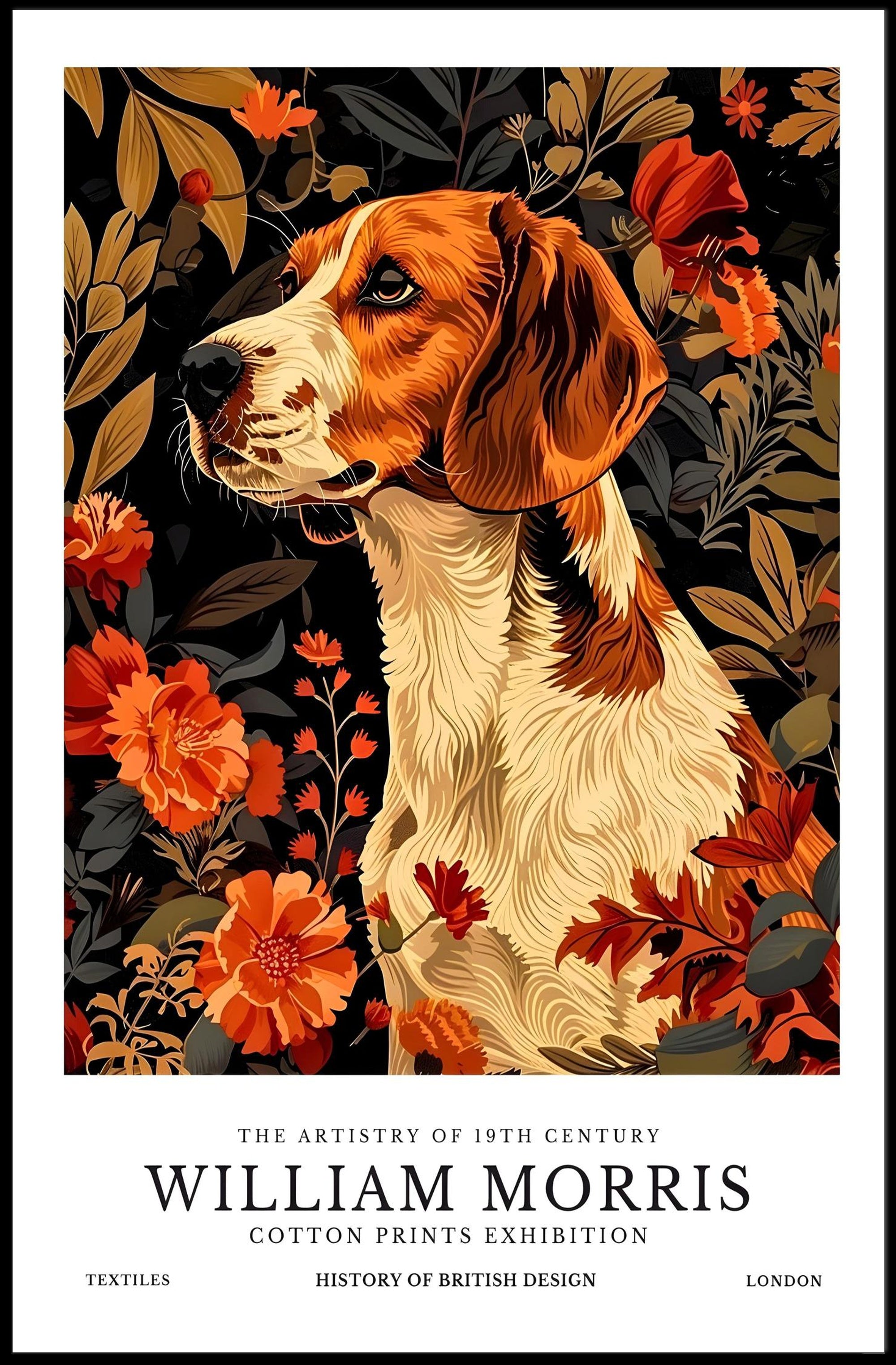 Elegant Canine Floral Art in Heritage Cultural or Heritage Poster