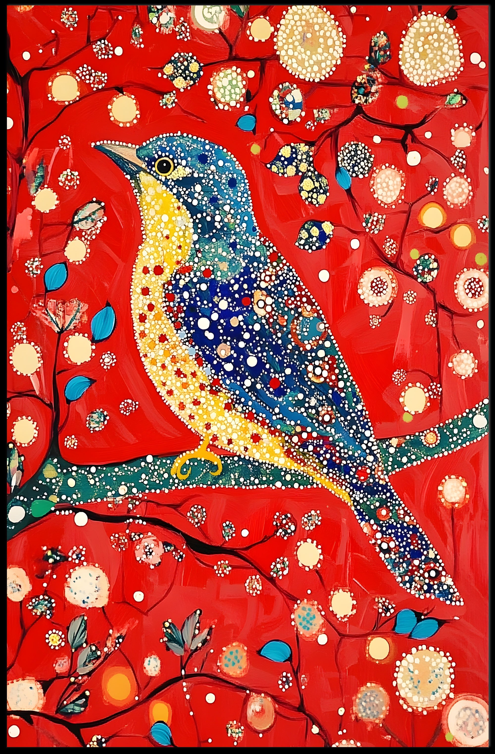 Vibrant Bird Poster Dotted Wonderland Art Print