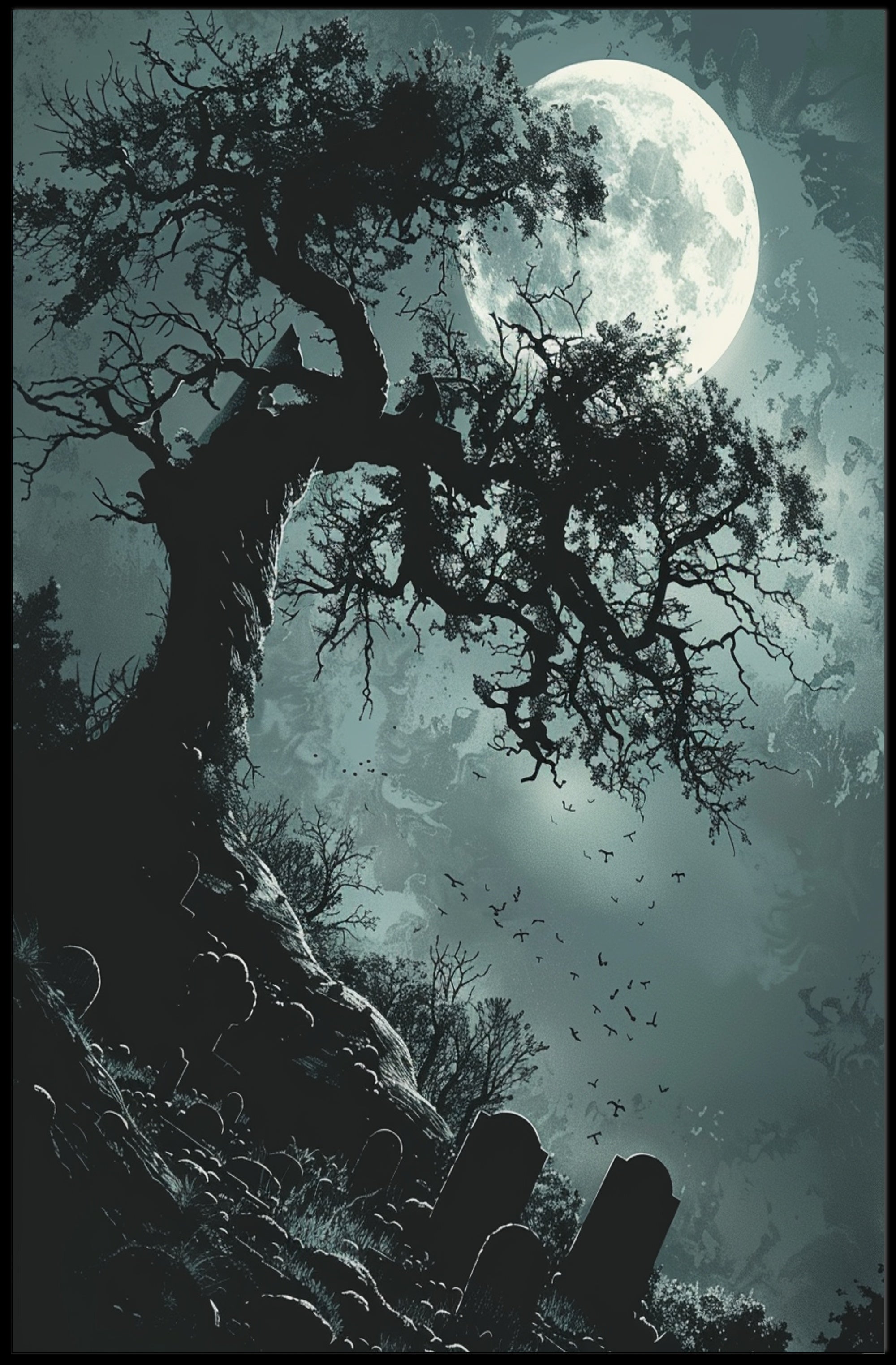 Haunting Gothic Nighttime Scene: Fantasy or Mythology Poster PosterGoat