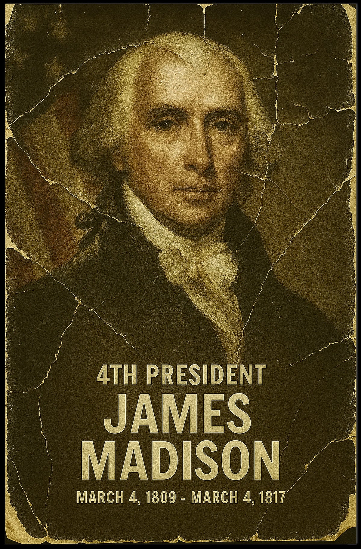 James Madison 4th President of the United States Damaged Photograph Poster