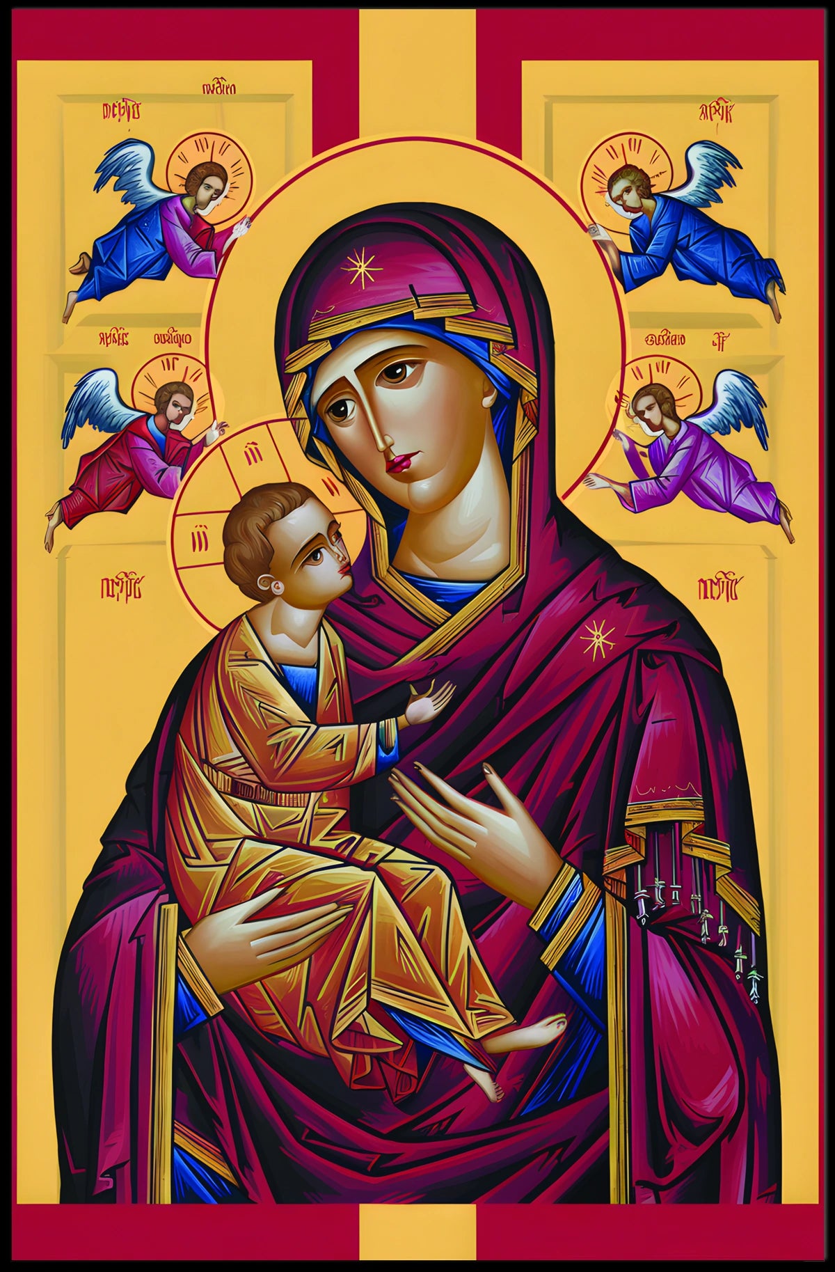 Iconic Representation of Mary and Child Poster