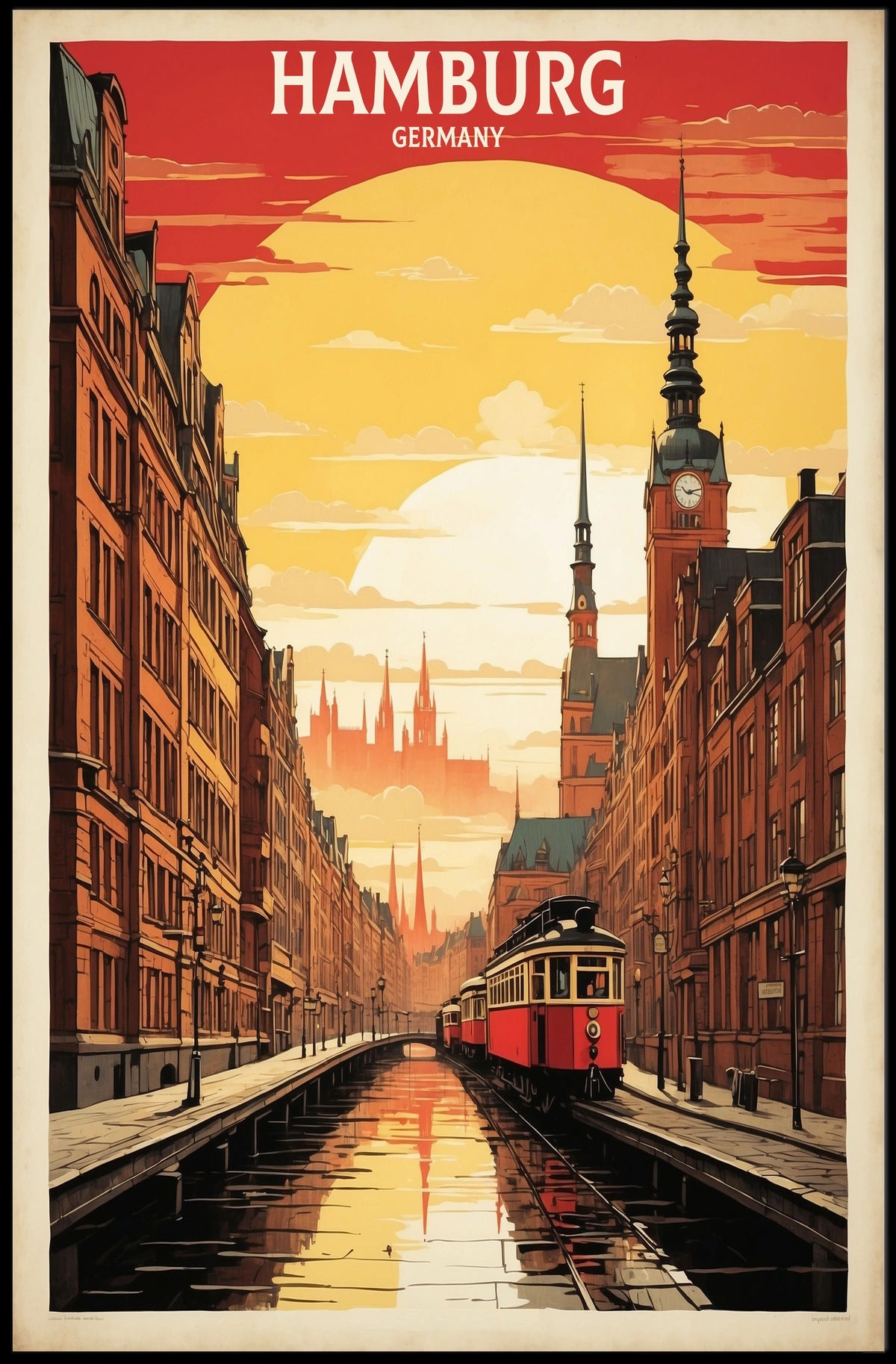 Hamburg A Cityscape Illustration Poster