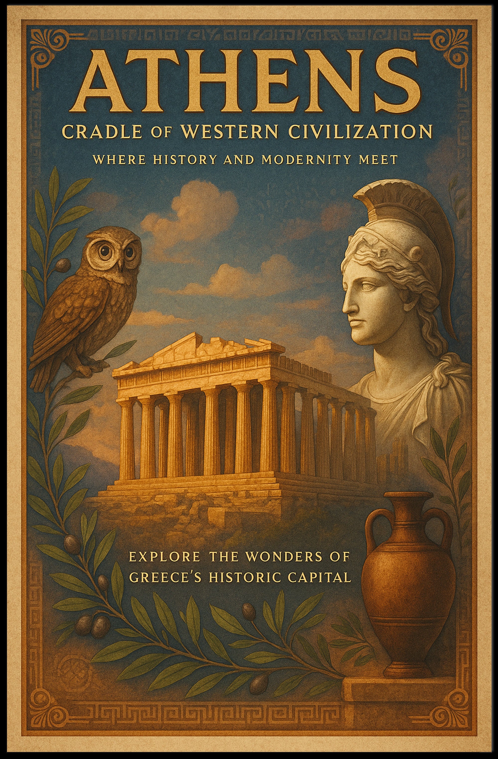 Athens Vintage Artwork Cultural or Heritage Poster