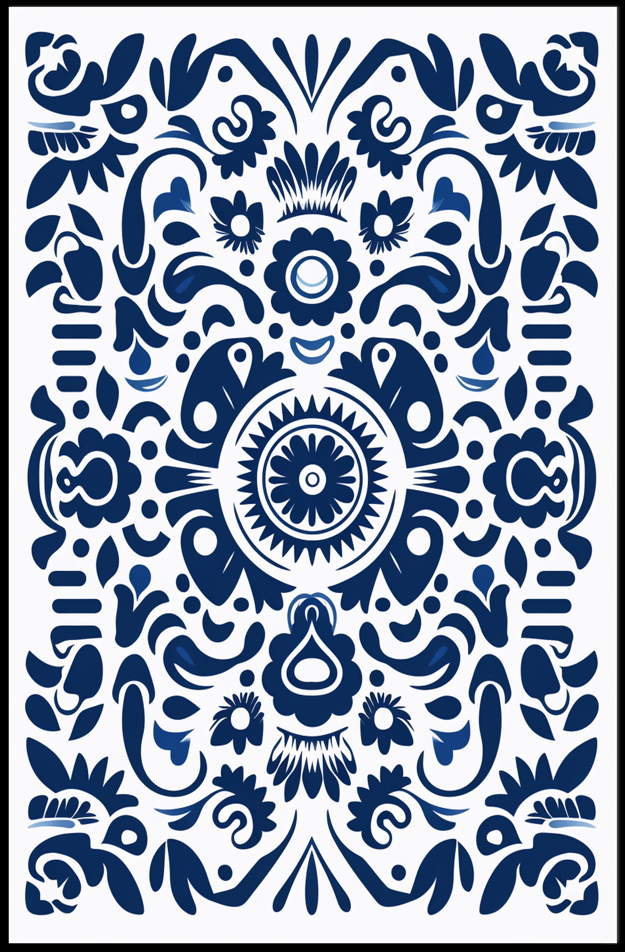 Ornate Blue Pattern Design Poster