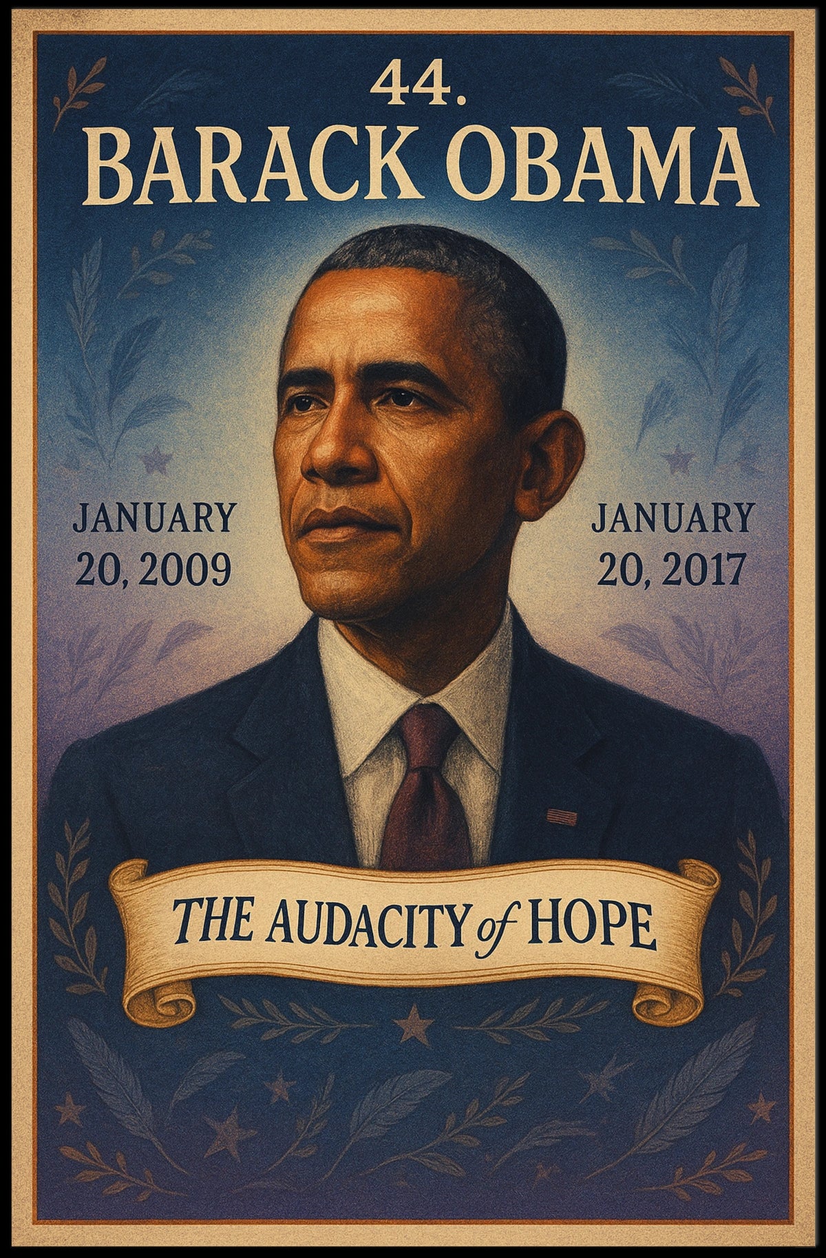 Barack Obama portrait art: Historical or Presidential Poster