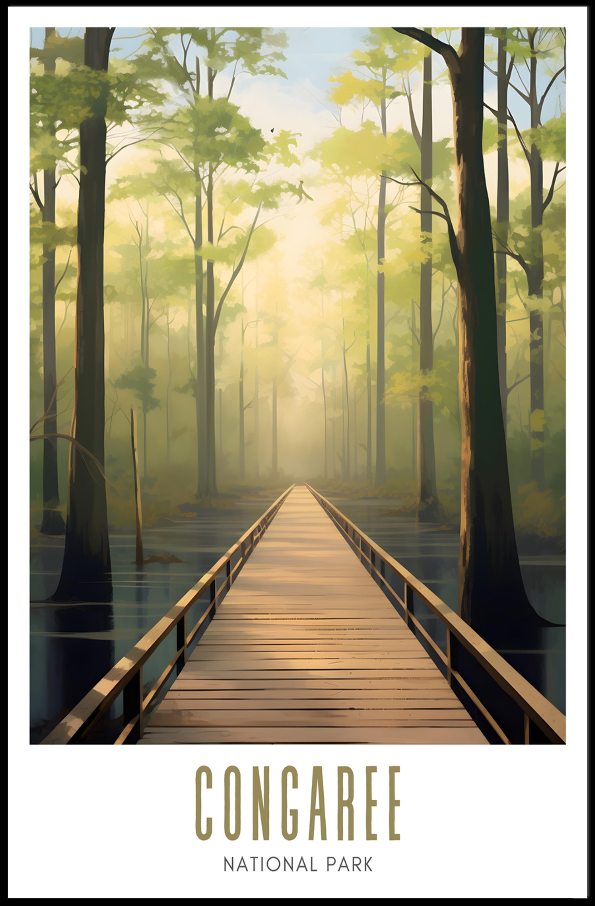 Congaree Tranquil Pathway Travel Poster Print