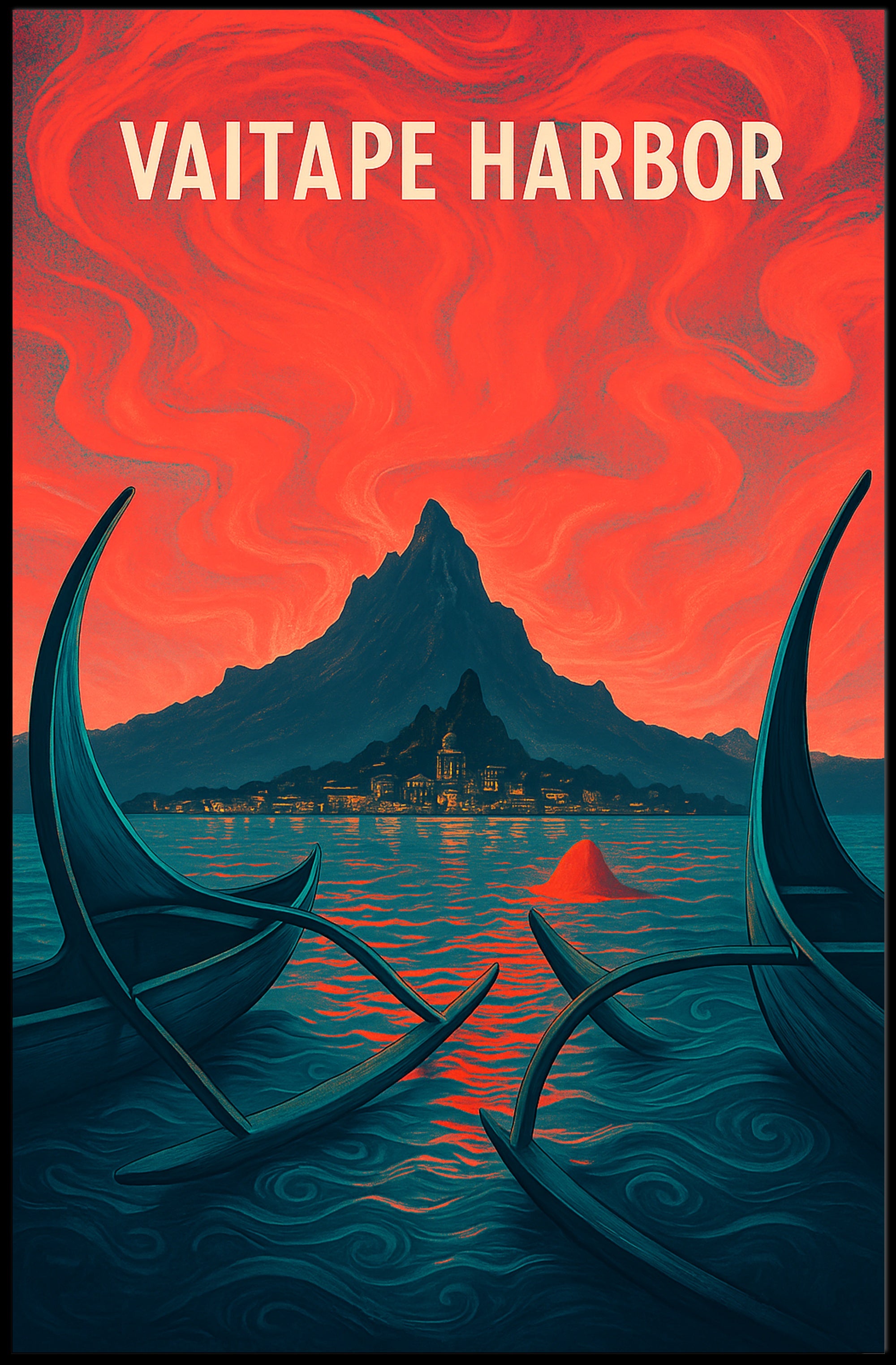 Vaitape Harbor: Serene Tropical Escape Travel Poster PosterGoat