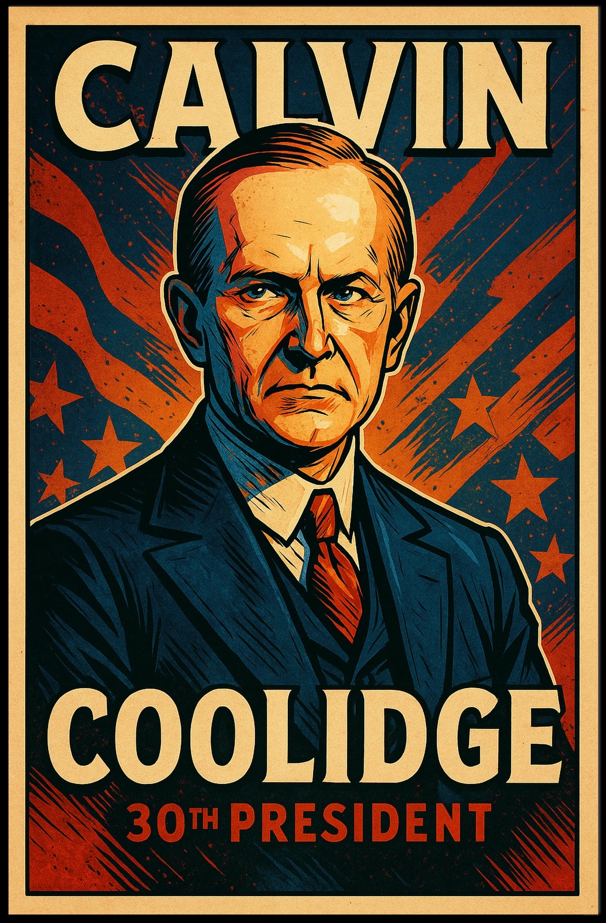Calvin Coolidge 30th President Poster Vintage Wall Art