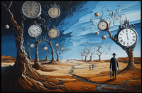 Surreal Barren Landscape with Clocks Artistic Poster