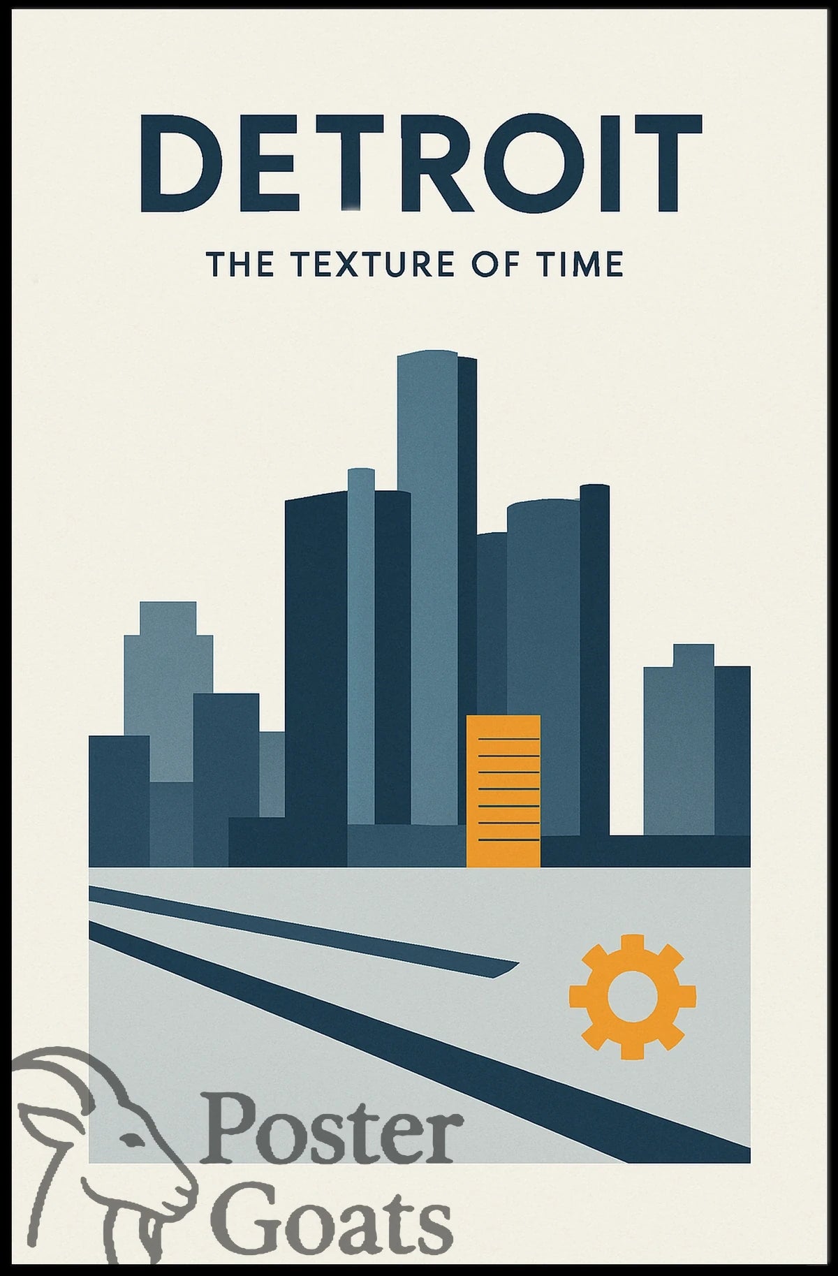Detroit Cityscape Modern Industrial Urban Artwork Poster