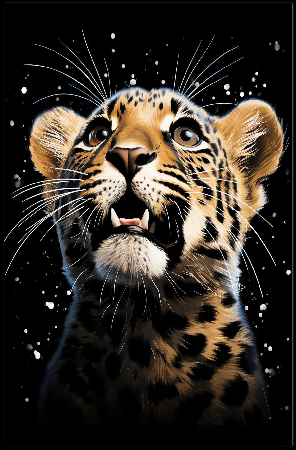 Leopard's Cosmic Wonder: Photorealistic Wildlife Art Poster