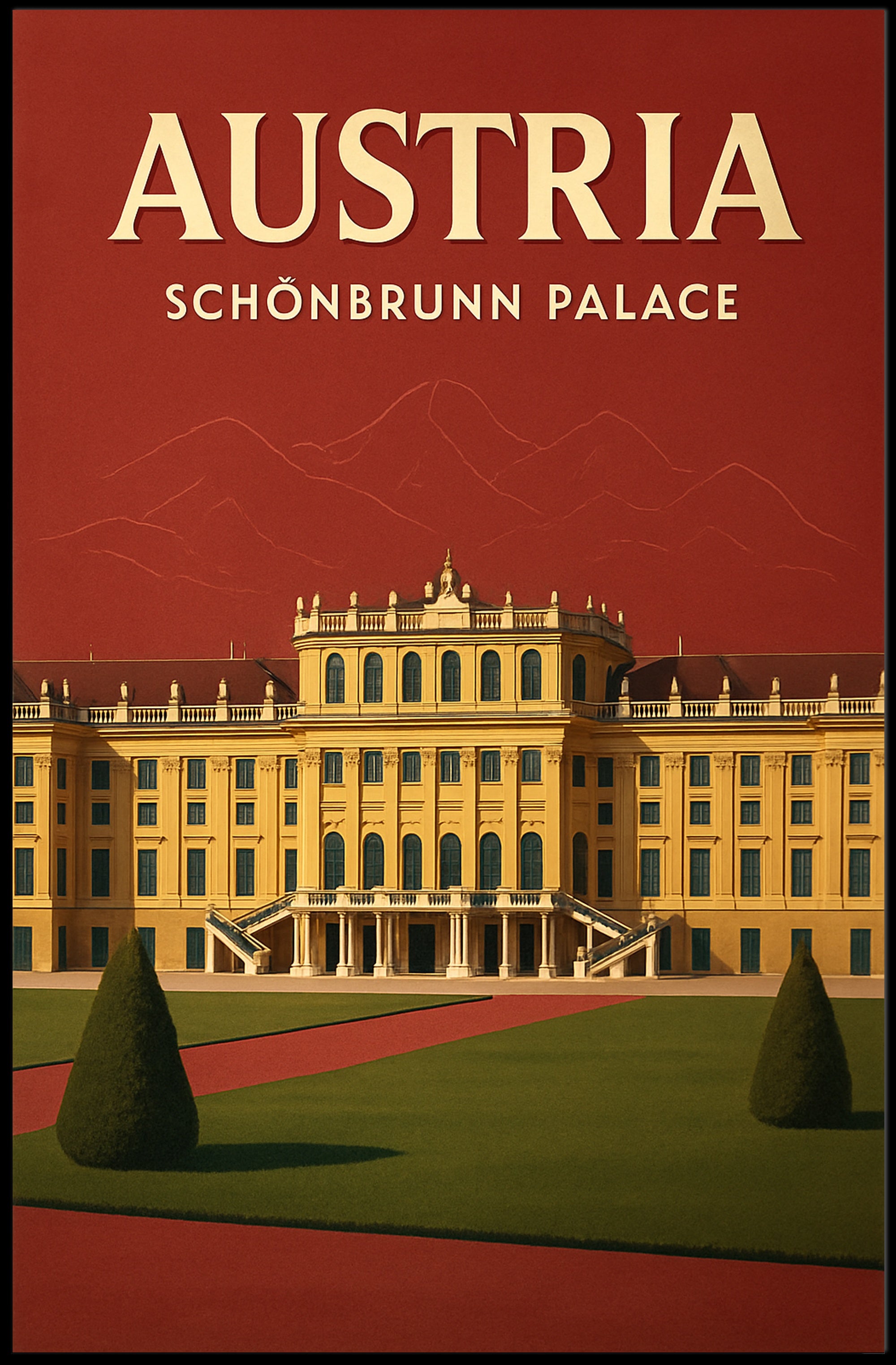 SchΓΆnbrunn Palace Vintage Travel Art Poster