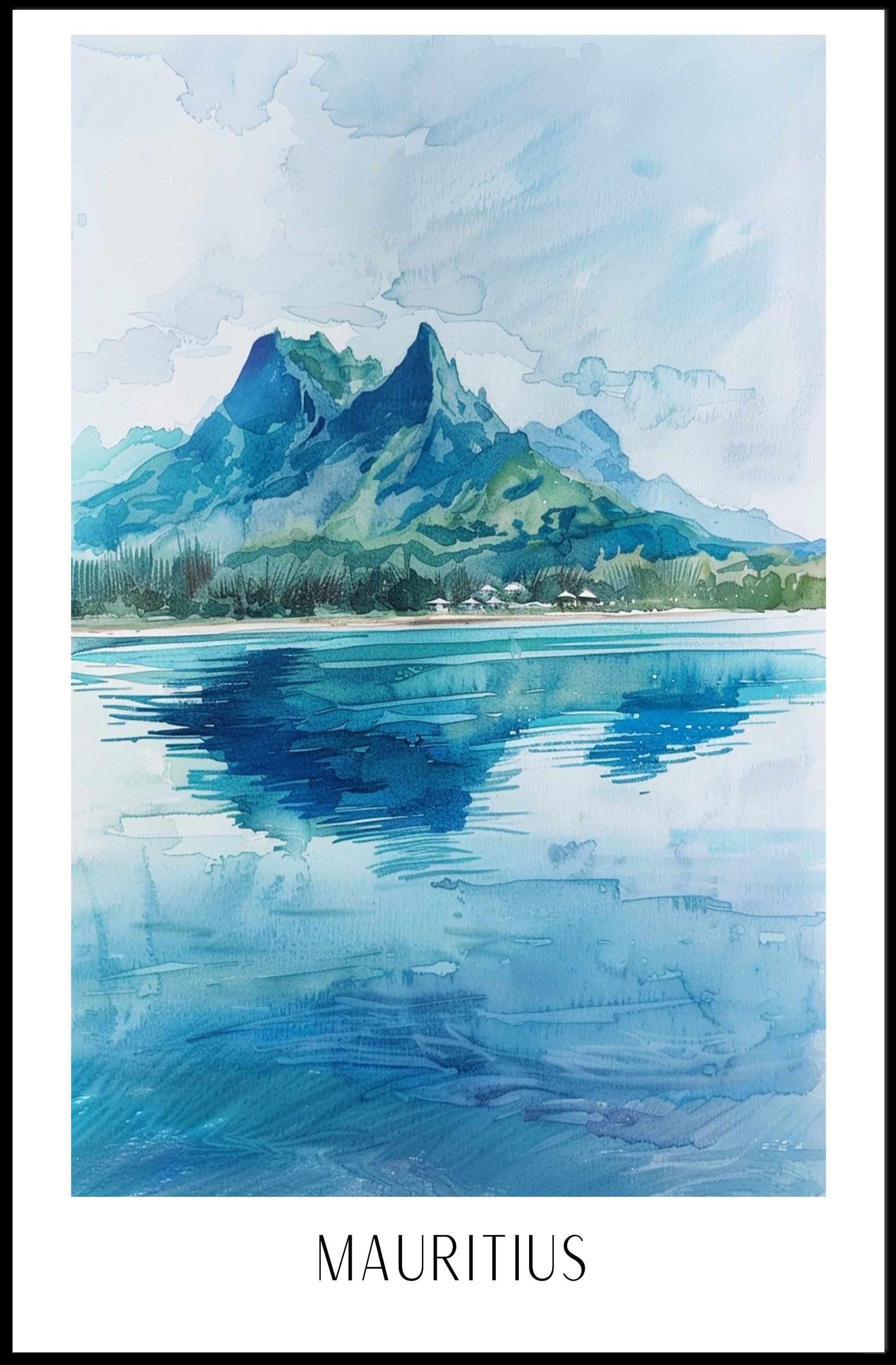 Serene Mauritius Coastal Landscape — Travel Poster PosterGoat