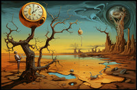 Surreal Time Distortion Scene Artistic Poster