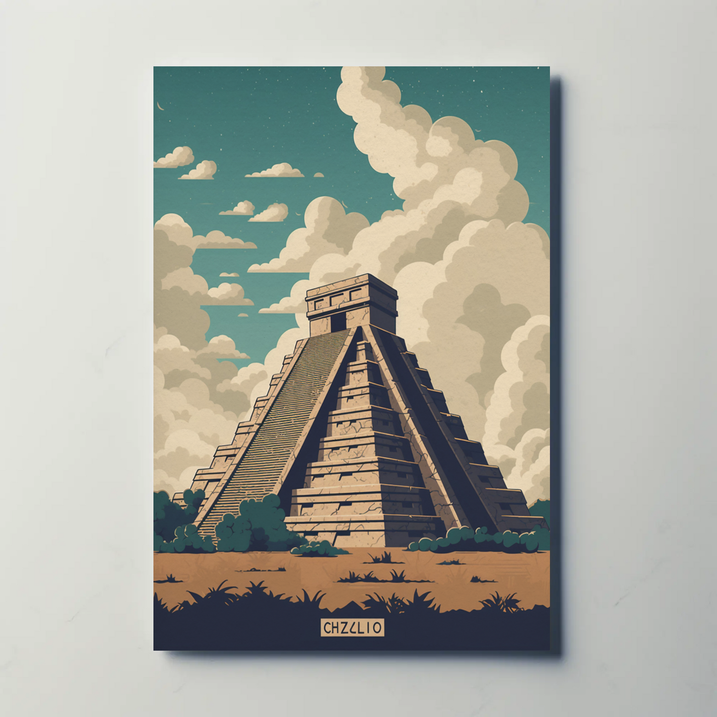 Chichen Itza Mexico Ancient Pyramid Ruins Travel Poster