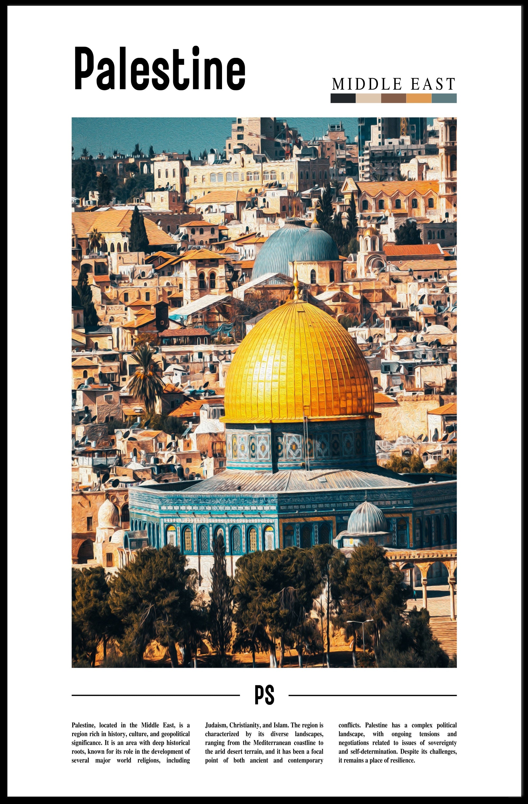 Vibrant Jerusalem Dome of the Rock Cultural Heritage Poster PosterGoat