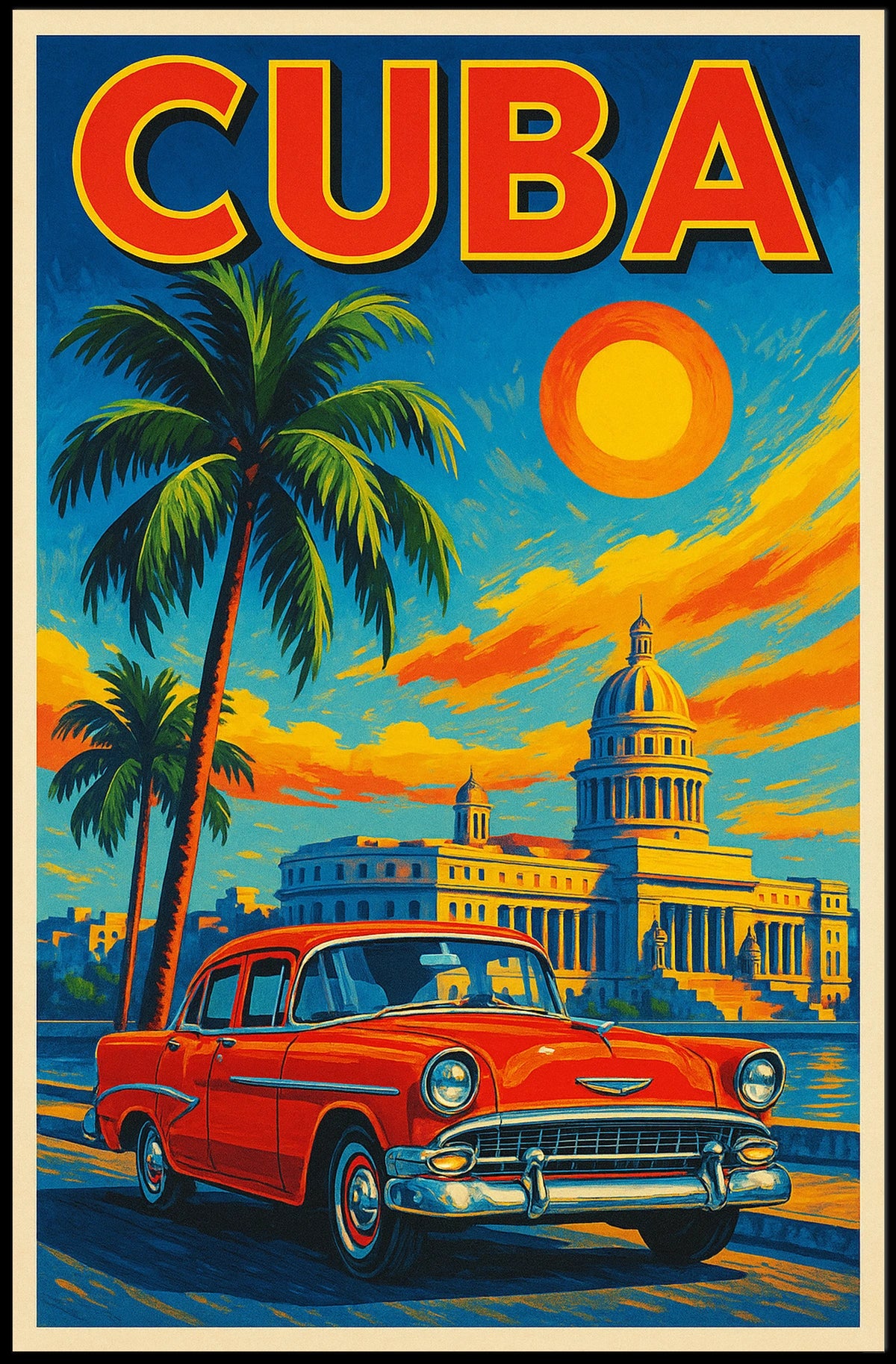Vibrant Cuba Travel Poster