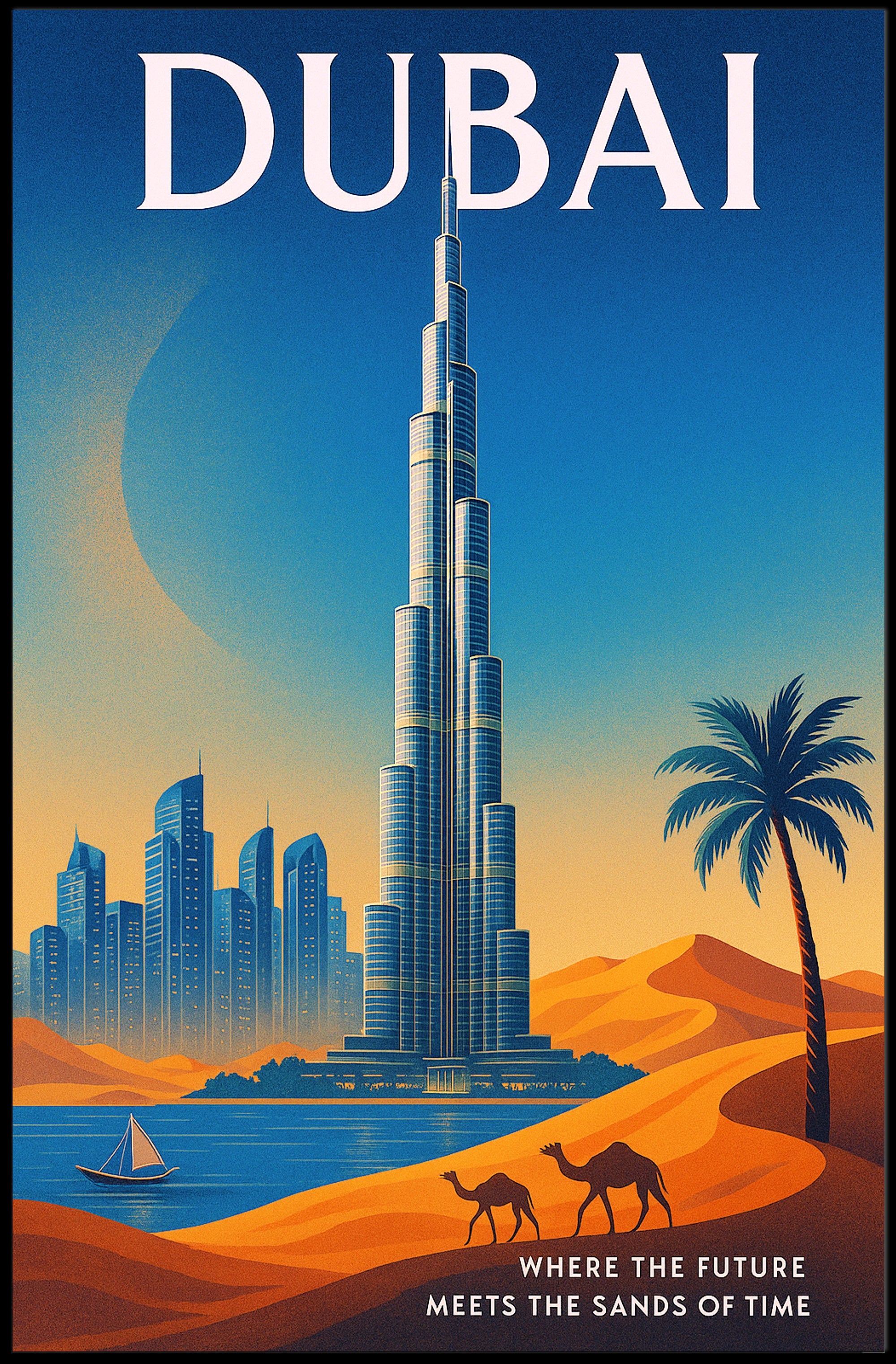 Dubai Where the Future Meets the Sands of Time Poster PosterGoat
