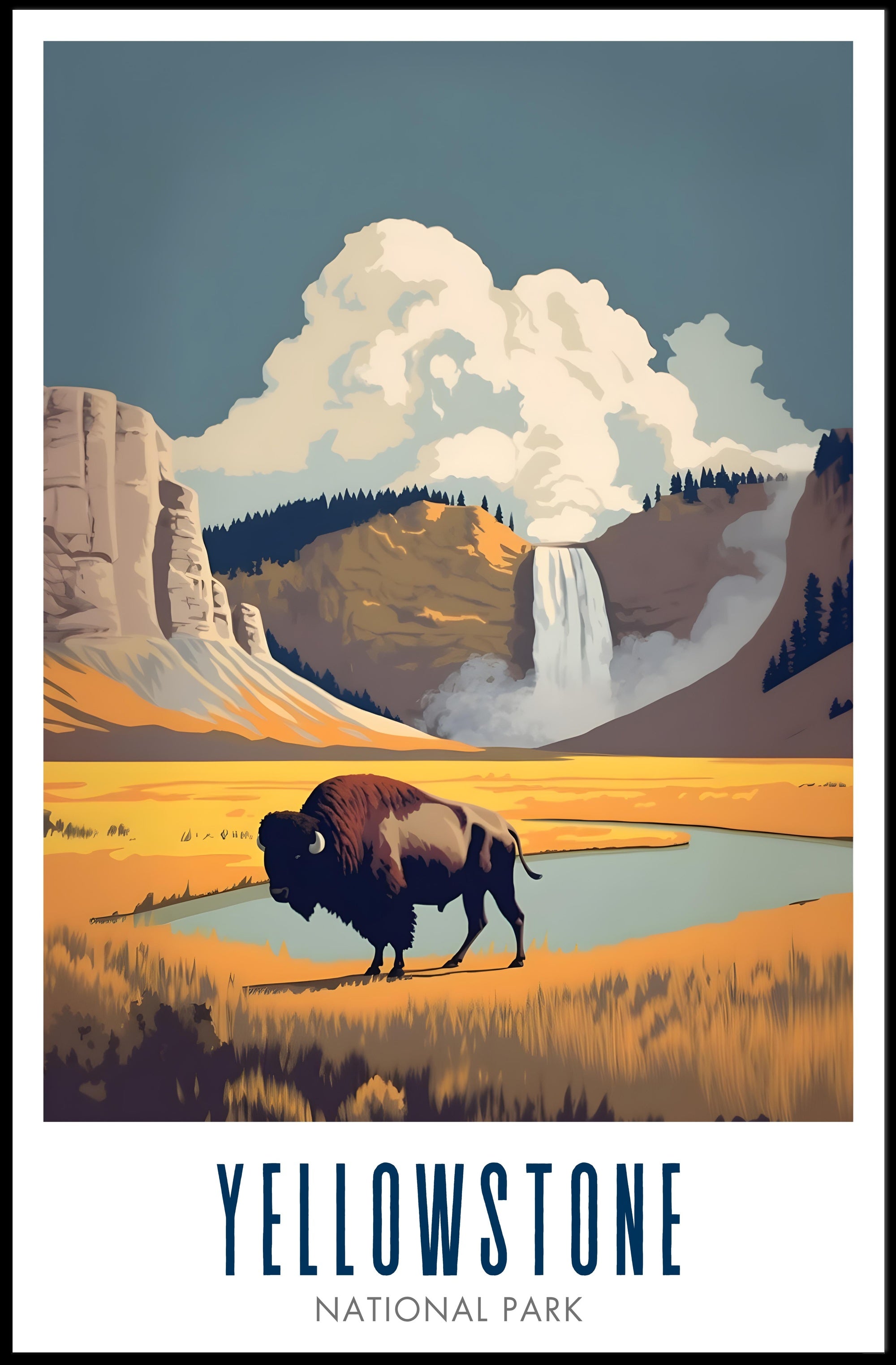 Yellowstone National Park Poster Vintage Travel Print