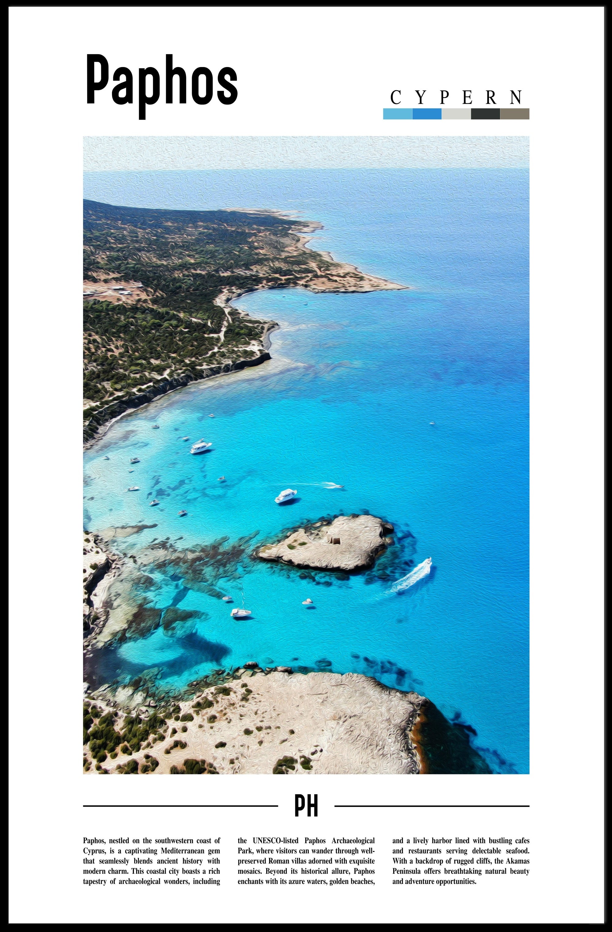 Paphos Coastal Paradise: Stunning Travel Poster PosterGoat