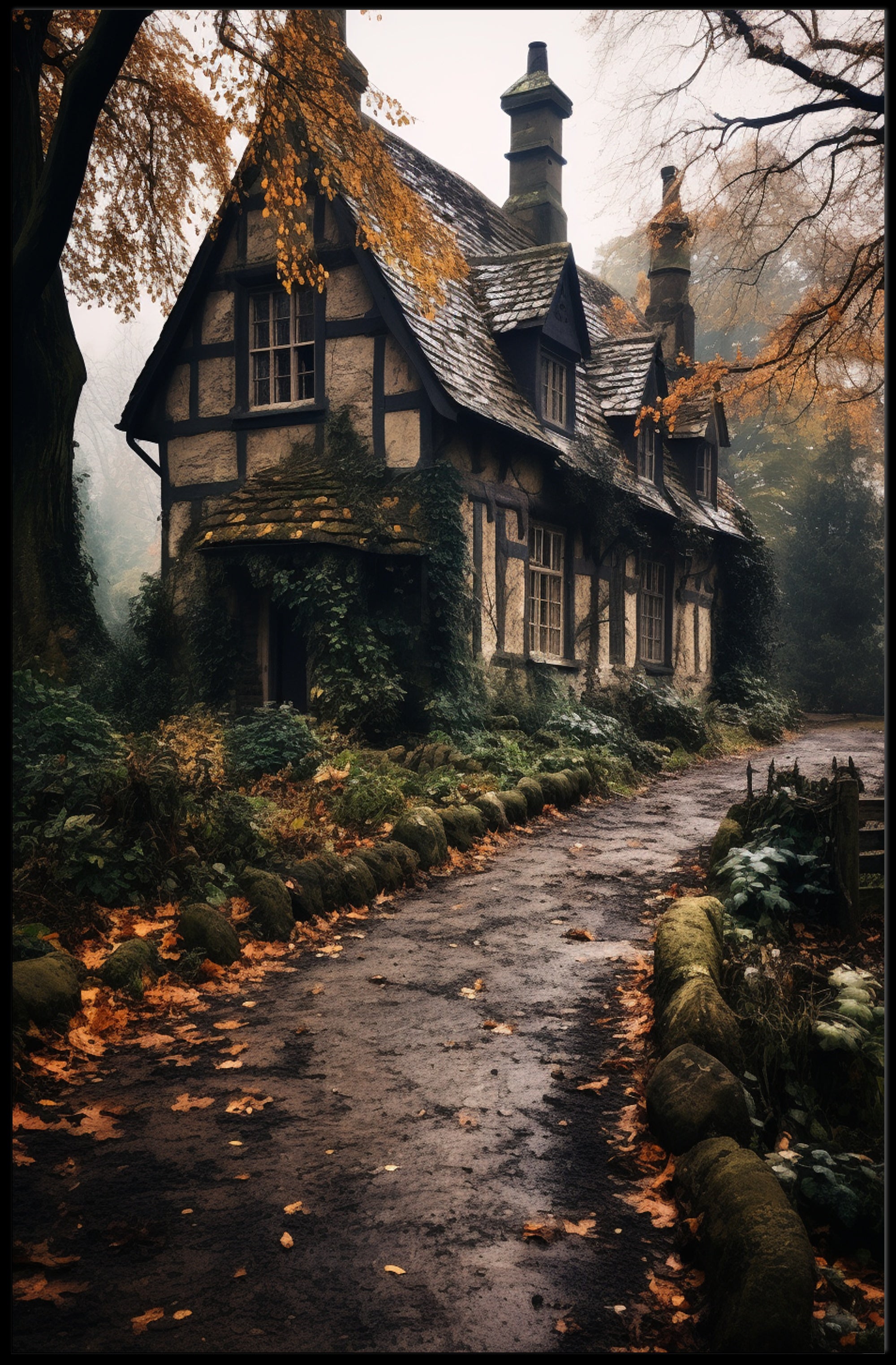 Enchanted Autumn Cottage Poster