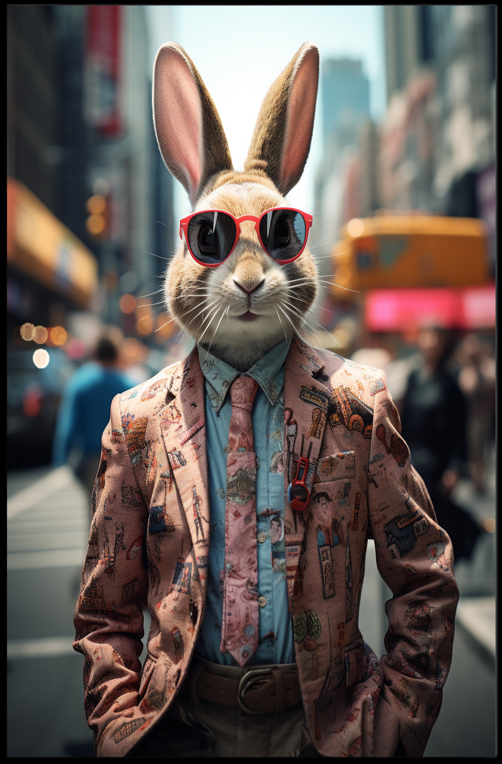 Stylish Rabbit In The City Poster