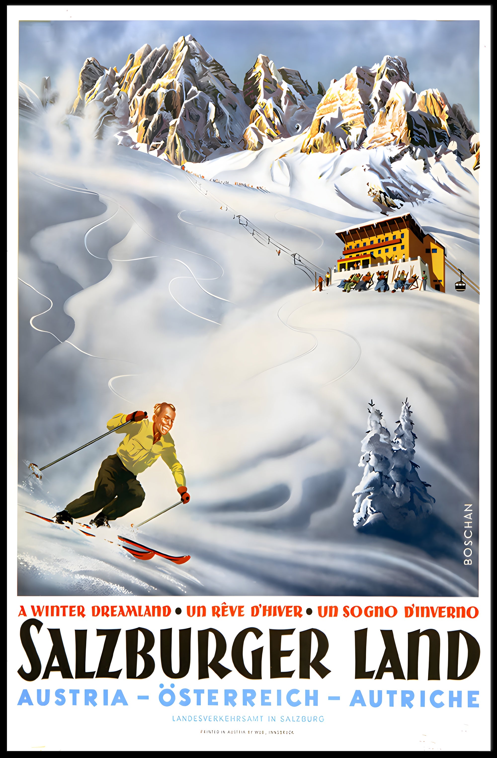 Salzburger Winter Adventure Vintage Travel Poster PosterGoat