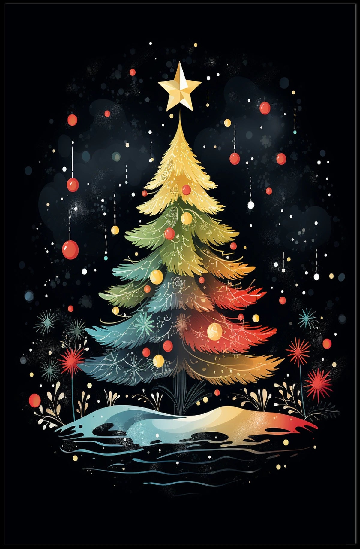 Enchanting Christmas Tree Poster: Festive Holiday Art